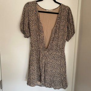 Puff-Sleeve Button-Front Mini Dress